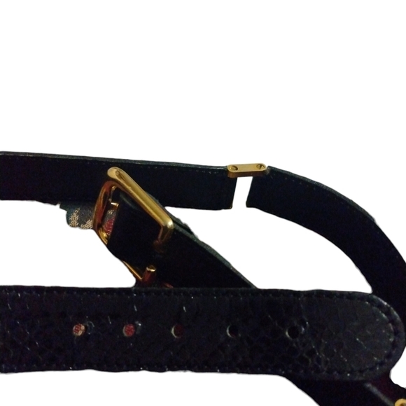 VTG Belt Gimbel Brothers Blk Snake Pattern w. Gold Accents Push Thru Adj. 31-34" - Picture 4 of 9